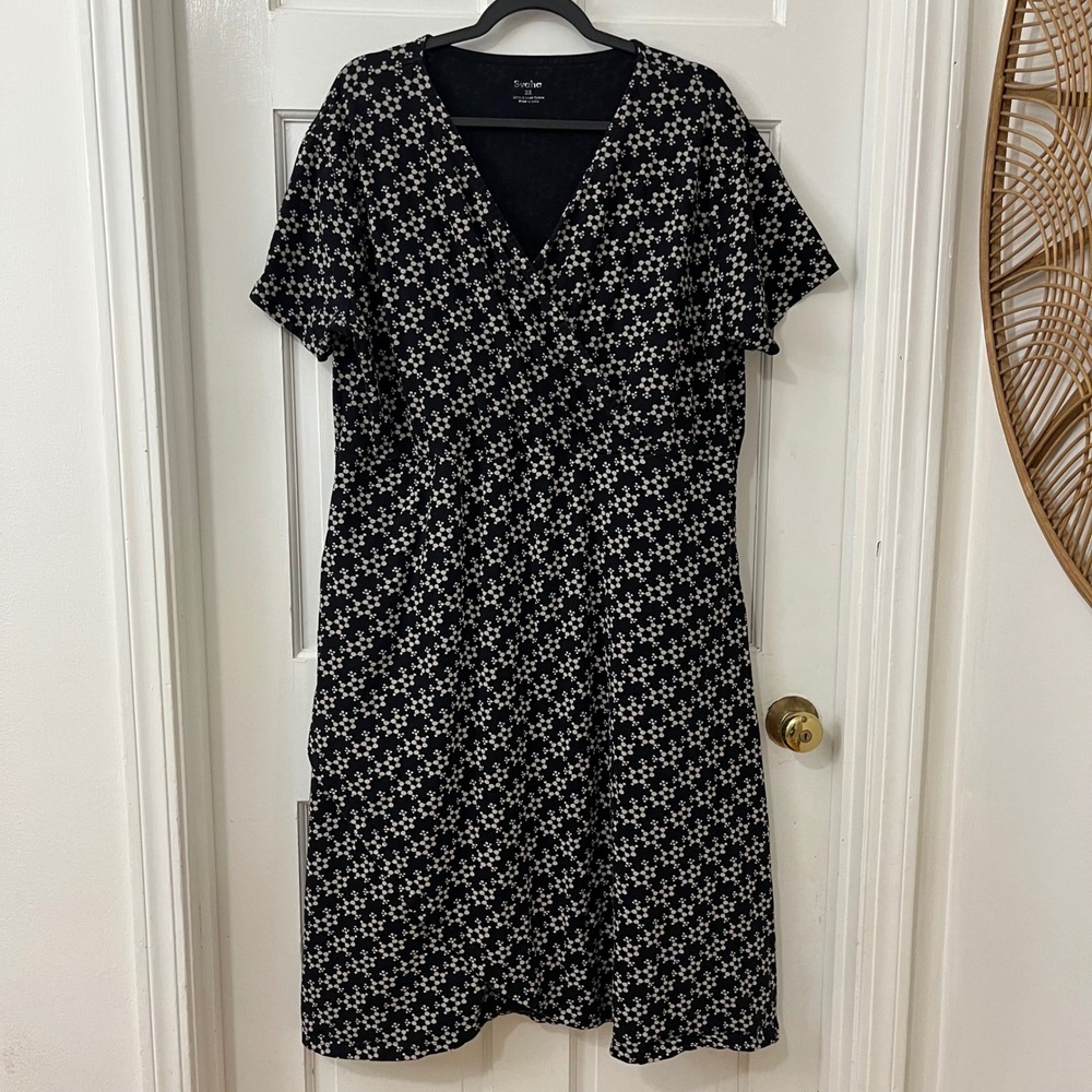 Svaha Caffeine Molecule Faux Wrap Dress 3X Organic Cotton STEM Teacher Chemistry